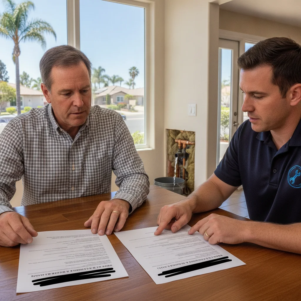 Homeowner comparing two written water damage scopes