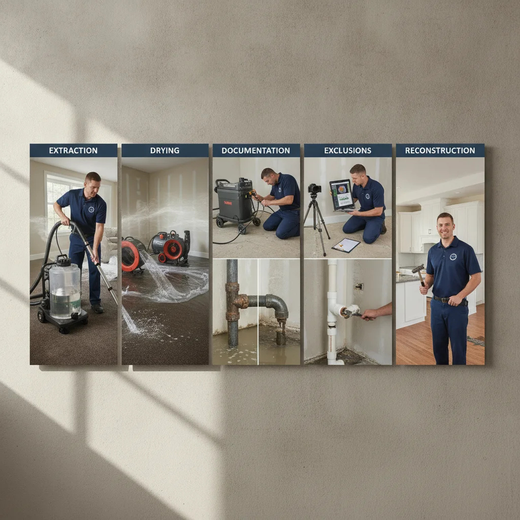 A scope comparison divided into extraction, drying, documentation, exclusions, a