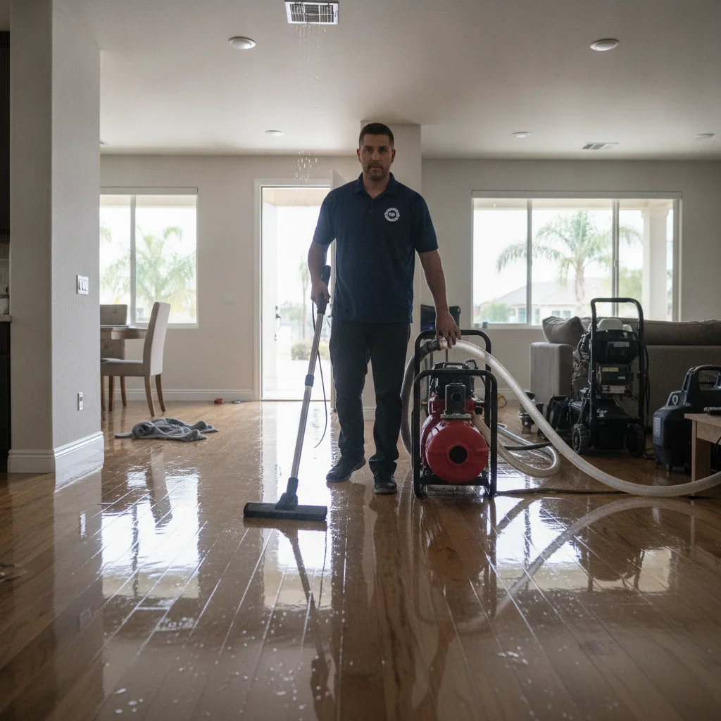 Standing water inside a Carlsbad home before professional extraction