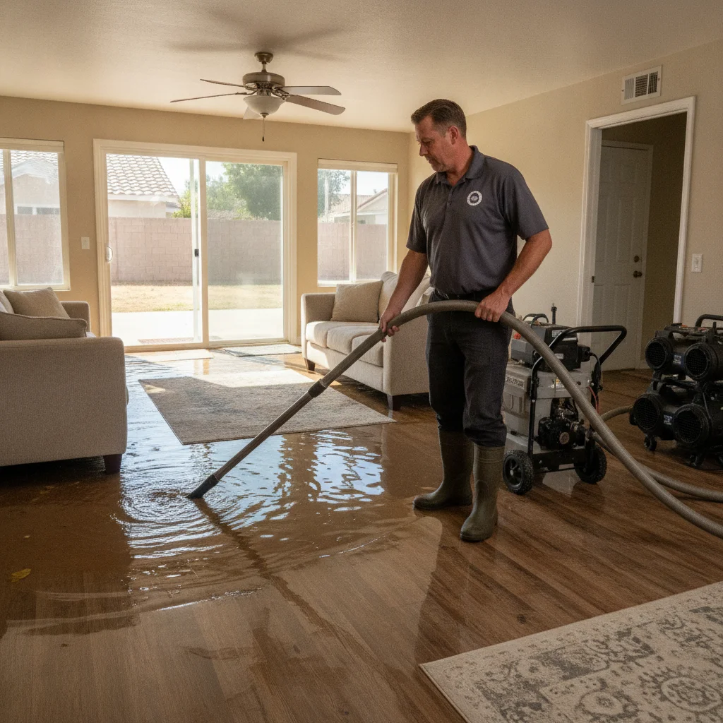 Standing water inside a Vista home before professional extraction