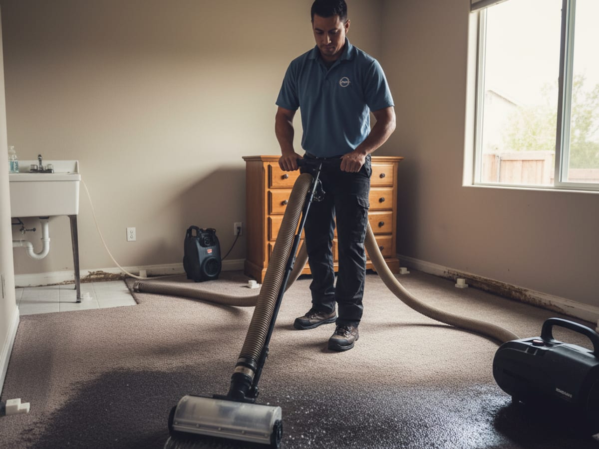 Wet Carpet After Water Damage inspection in a San Diego County home